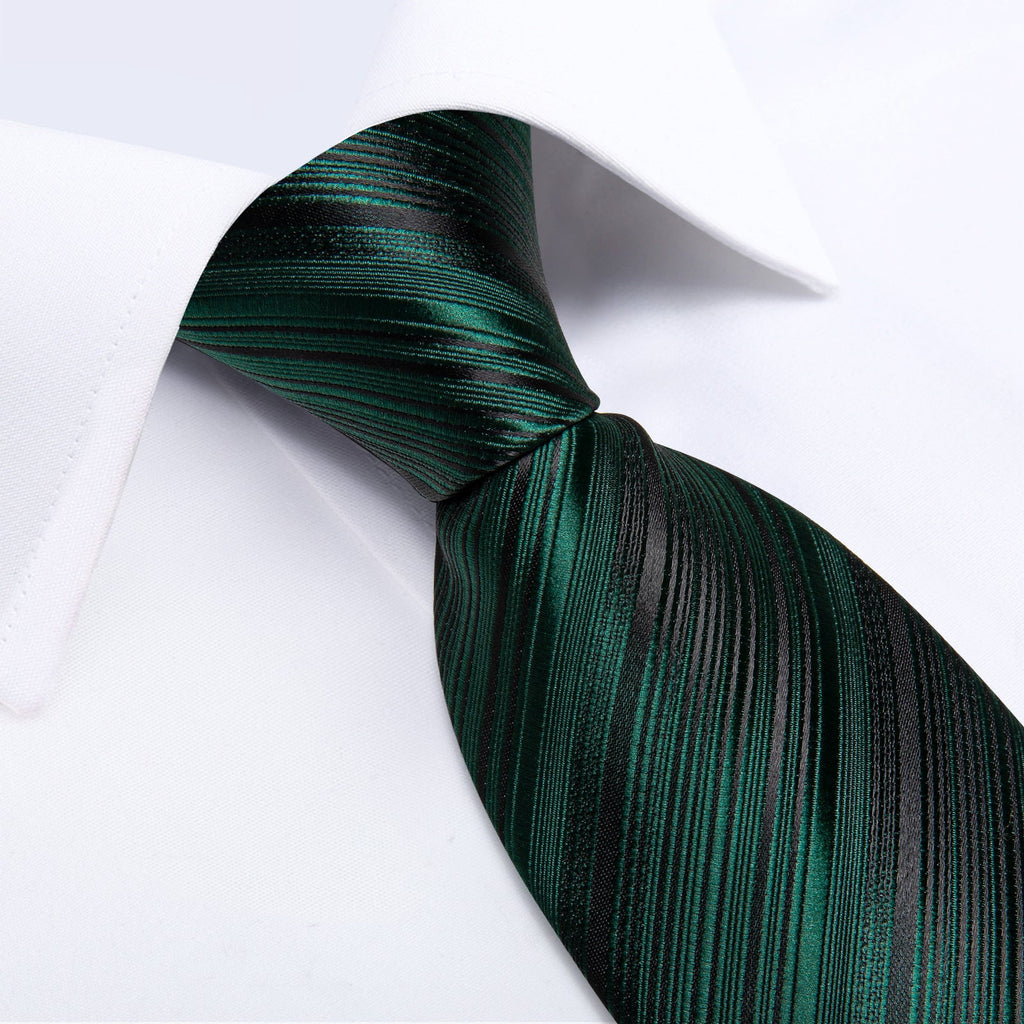 GentCrest Green Striped Tie Hanky Cufflinks Set - Image 6