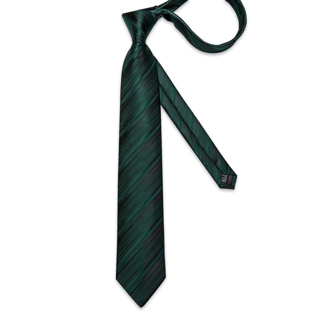 GentCrest Green Striped Tie with Rings - Image 6