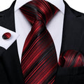 GentCrest Black Striped Tie Hanky Cufflinks Set - Image 1