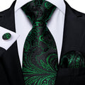 GentCrest Black Paisley Tie Hanky Cufflinks Set - Image 1