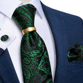 GentCrest Black Paisley Tie with Rings - Image 1