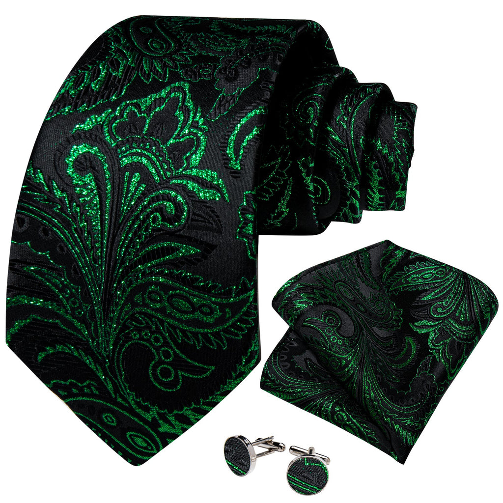 GentCrest Black Paisley Tie Hanky Cufflinks Set - Image 2