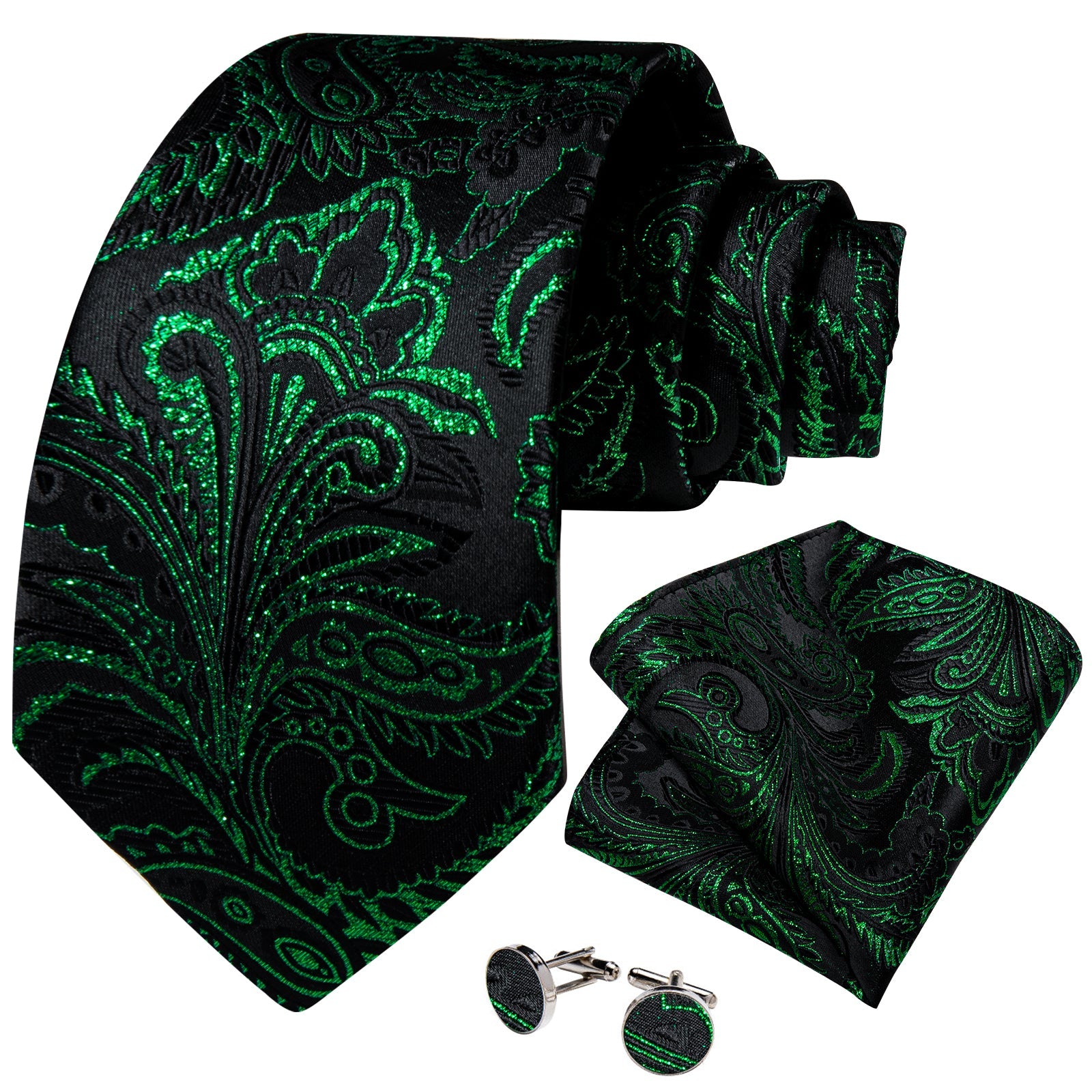 GentCrest Black Paisley Tie with Rings - Image 4