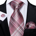 GentCrest Black Plaid Tie Hanky Cufflinks Set - Image 1