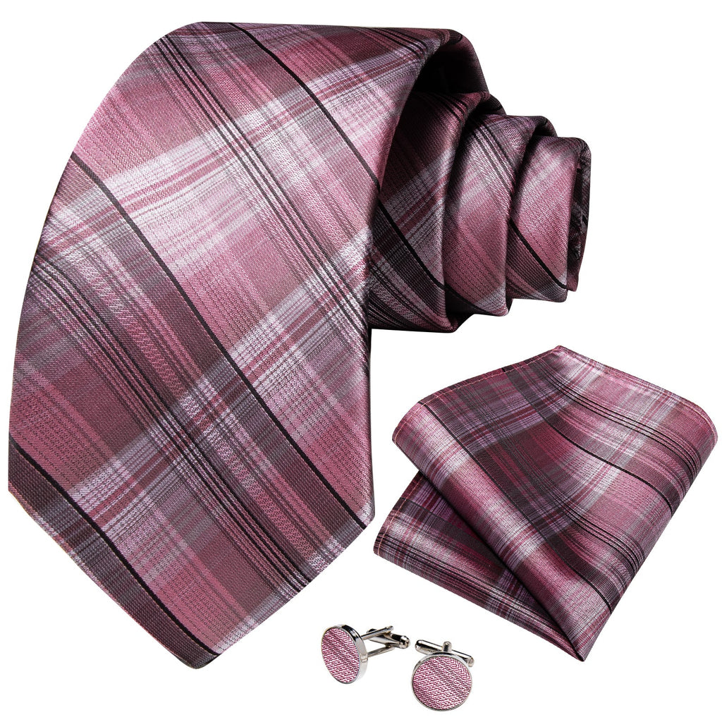 GentCrest Black Plaid Tie Hanky Cufflinks Set - Image 2