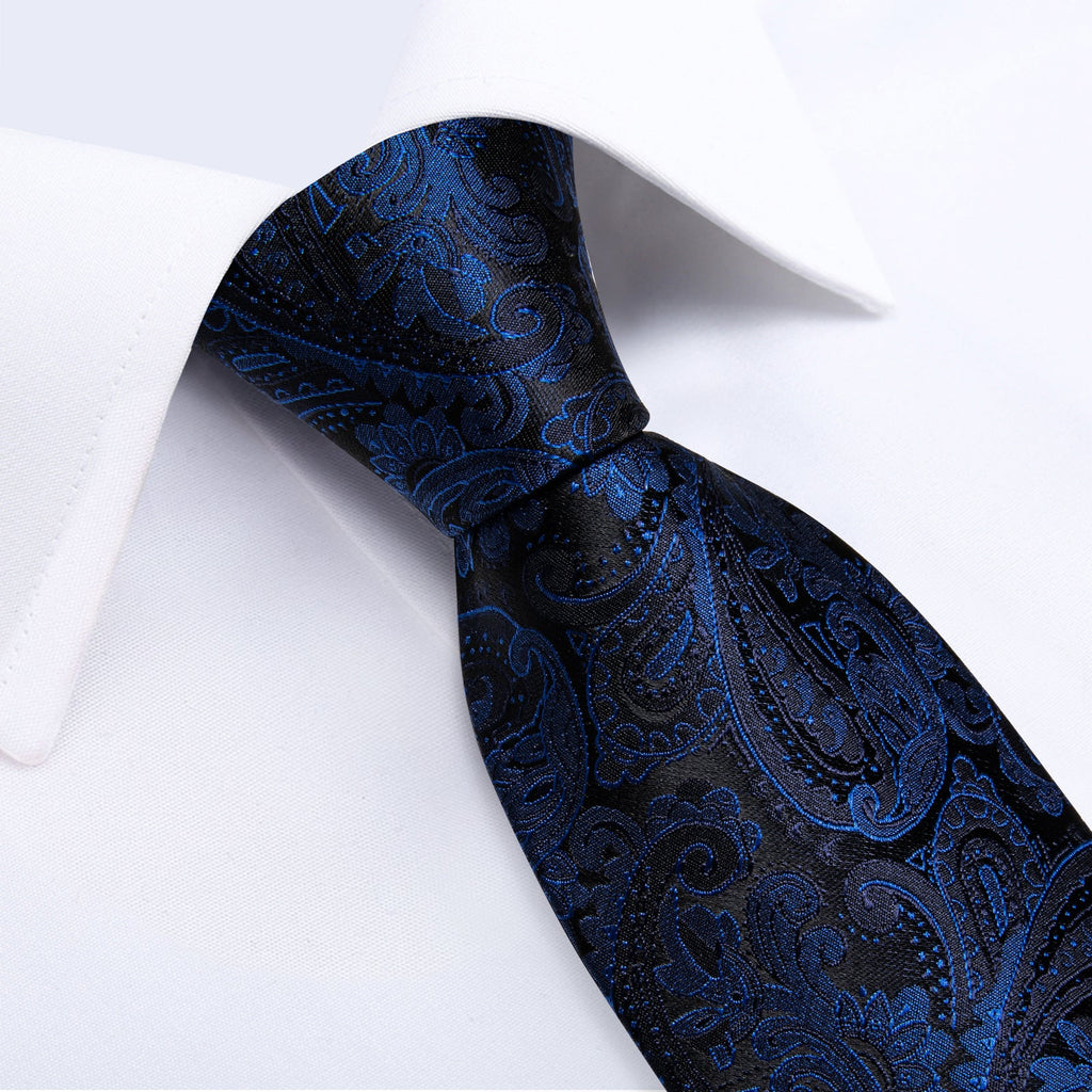 GentCrest Black Paisley Tie Hanky Cufflinks Set - Image 10
