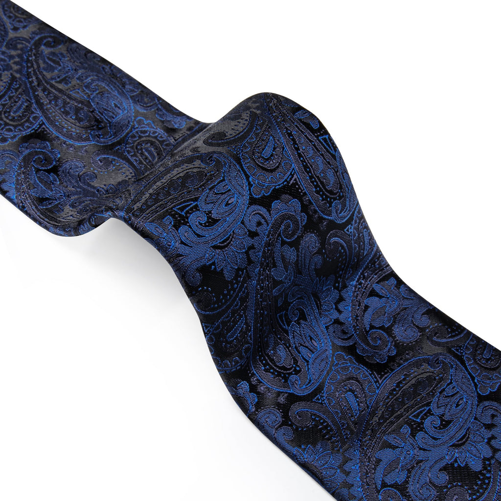 GentCrest Black Paisley Tie Hanky Cufflinks Set - Image 3