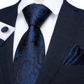 GentCrest Black Paisley Tie Hanky Cufflinks Set - Image 1