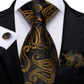 GentCrest Black Paisley Tie Hanky Cufflinks Set - Image 1