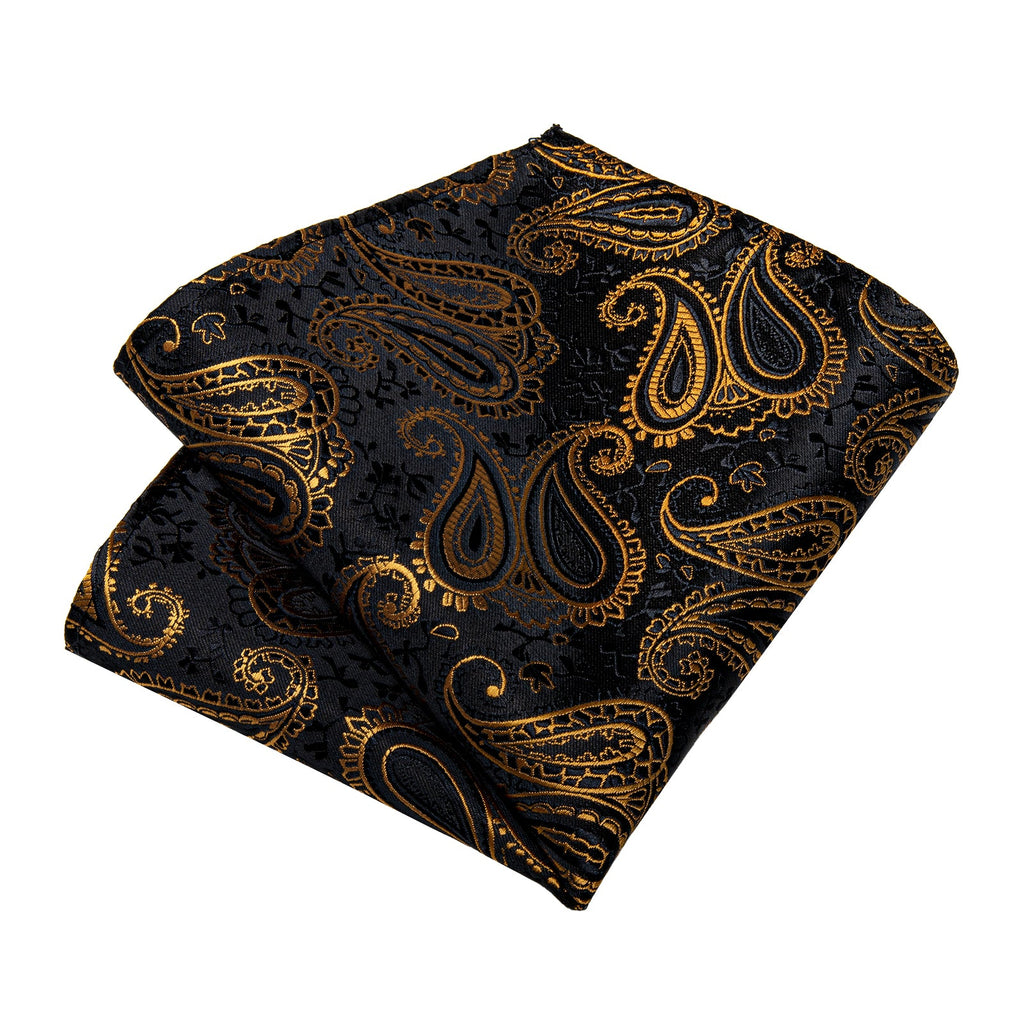 GentCrest Black Paisley Tie Hanky Cufflinks Set - Image 4