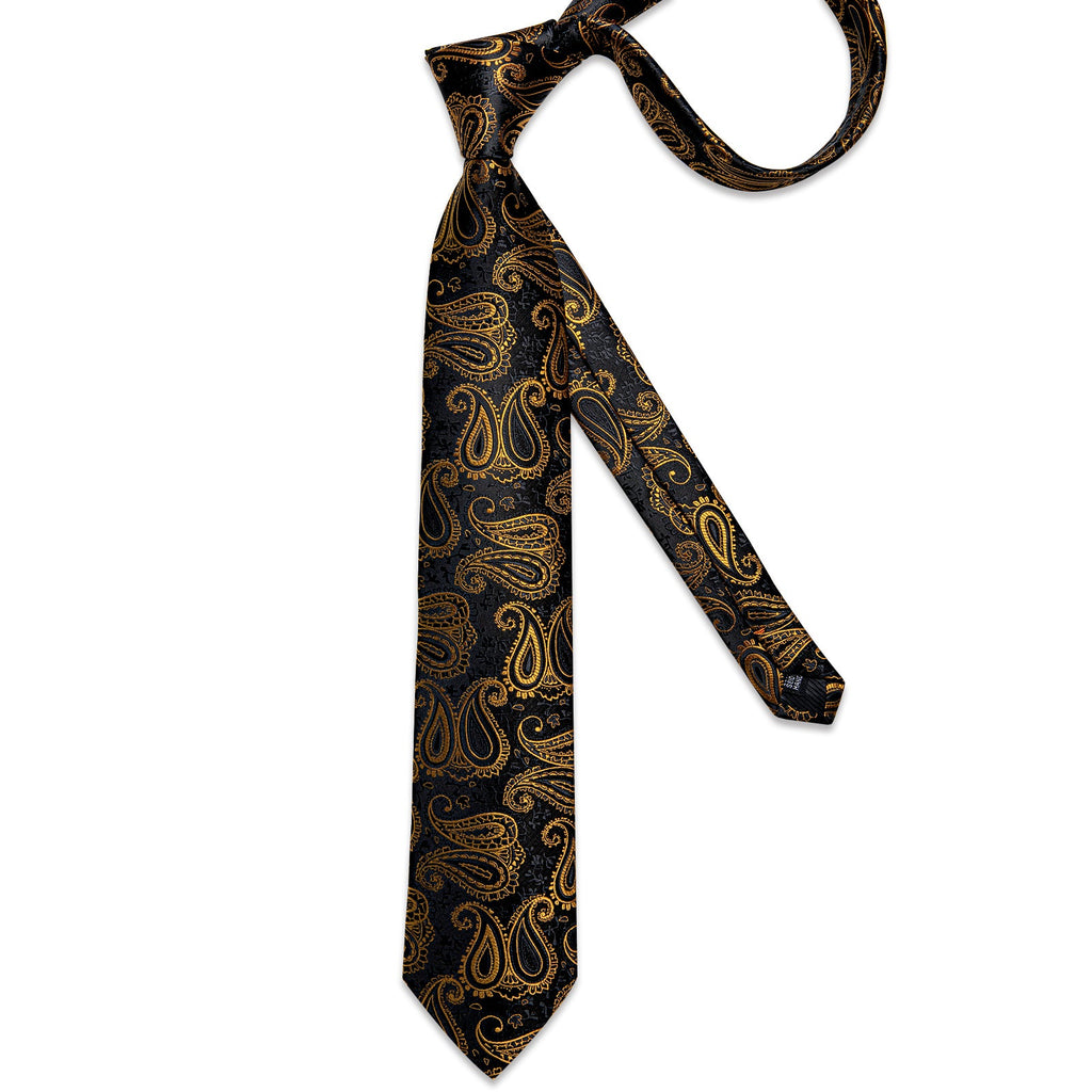 GentCrest Black Paisley Tie Hanky Cufflinks Set - Image 3