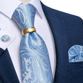 GentCrest Blue Floral Tie with Rings - Image 1