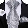 GentCrest Grey Paisley Tie Hanky Cufflinks Set - Image 1