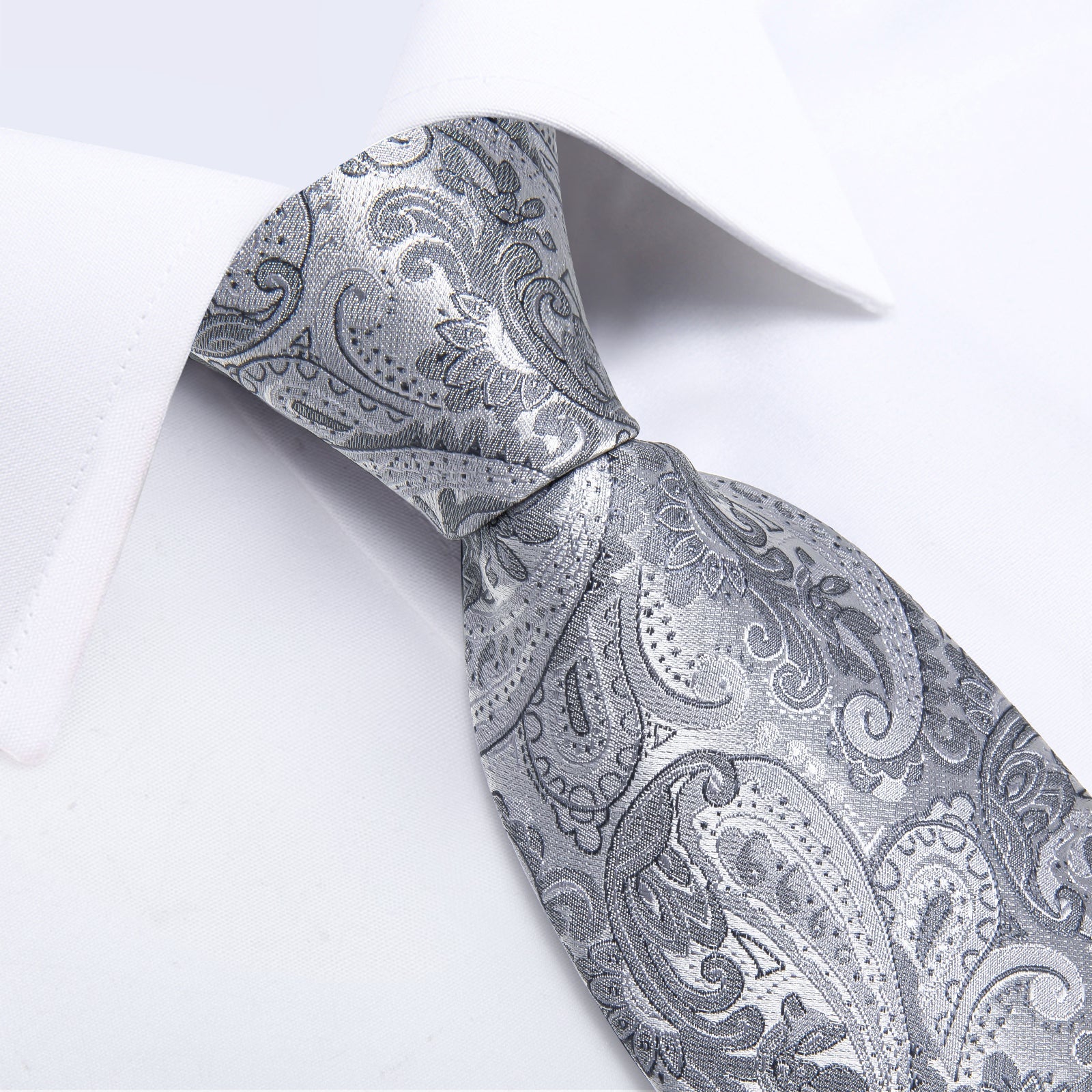 GentCrest Grey Paisley Tie Hanky Cufflinks Set - Image 6