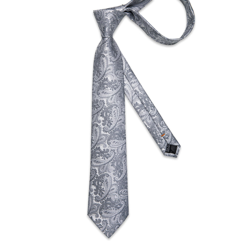 GentCrest Grey Paisley Tie Hanky Cufflinks Set - Image 5