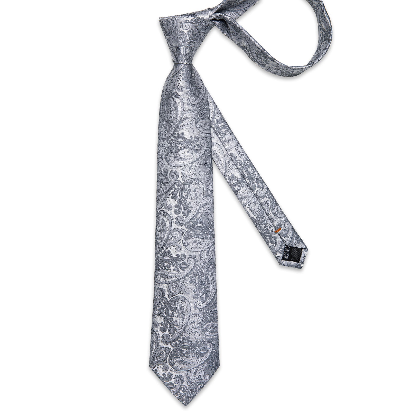 GentCrest Grey Paisley Tie Hanky Cufflinks Set - Image 5