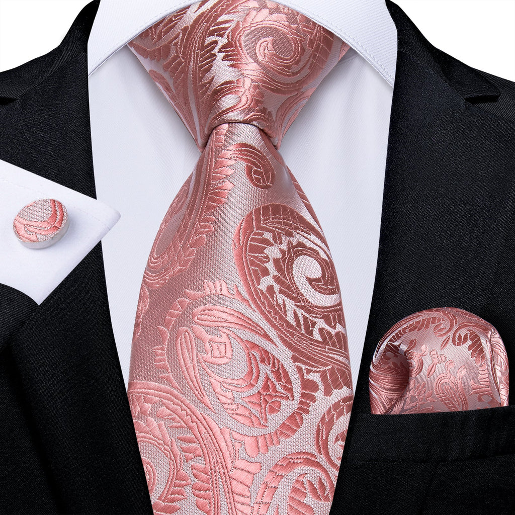 GentCrest Pink Paisley Tie Hanky Cufflinks Set - Image 1