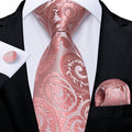 GentCrest Pink Paisley Tie Hanky Cufflinks Set - Image 1