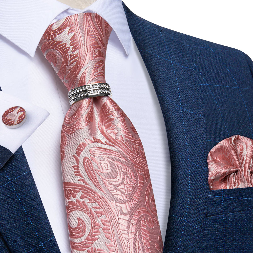 GentCrest Pink Paisley Tie with Rings - Image 9