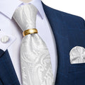 GentCrest White Paisley Tie with Rings - Image 1