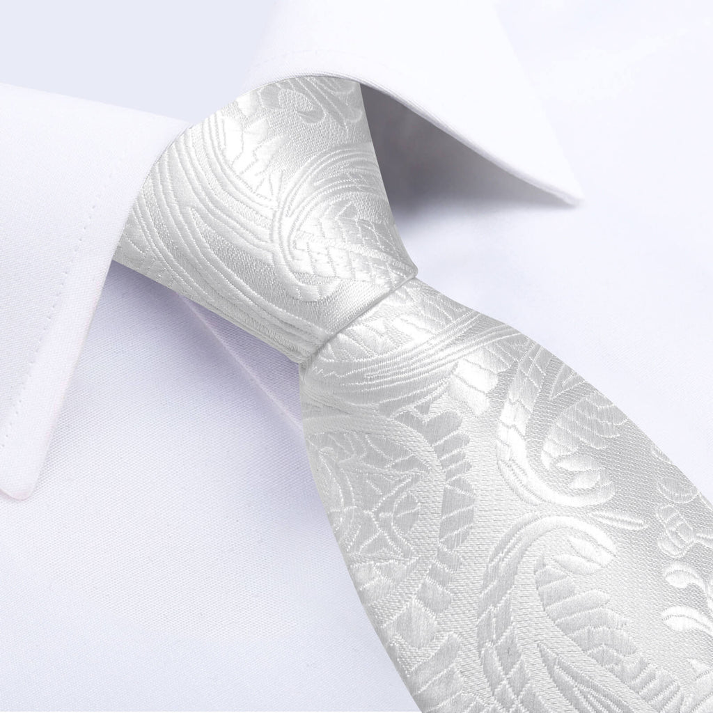 GentCrest White Paisley Tie with Rings - Image 4