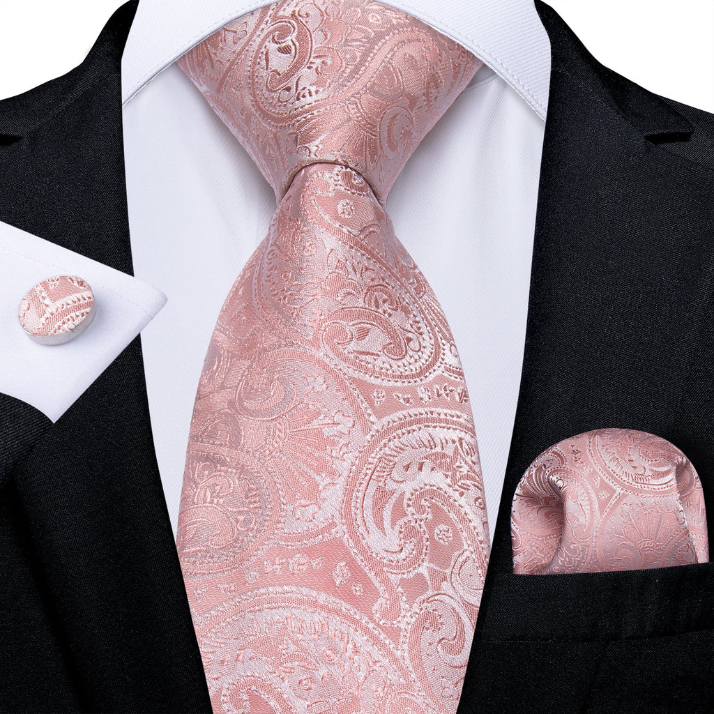 GentCrest Pink Paisley Tie Hanky Cufflinks Set - Image 1