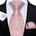 GentCrest Pink Paisley Tie Hanky Cufflinks Set - Image 1