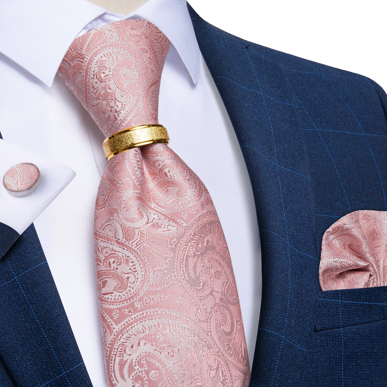 GentCrest Pink Paisley Tie with Rings - Image 2