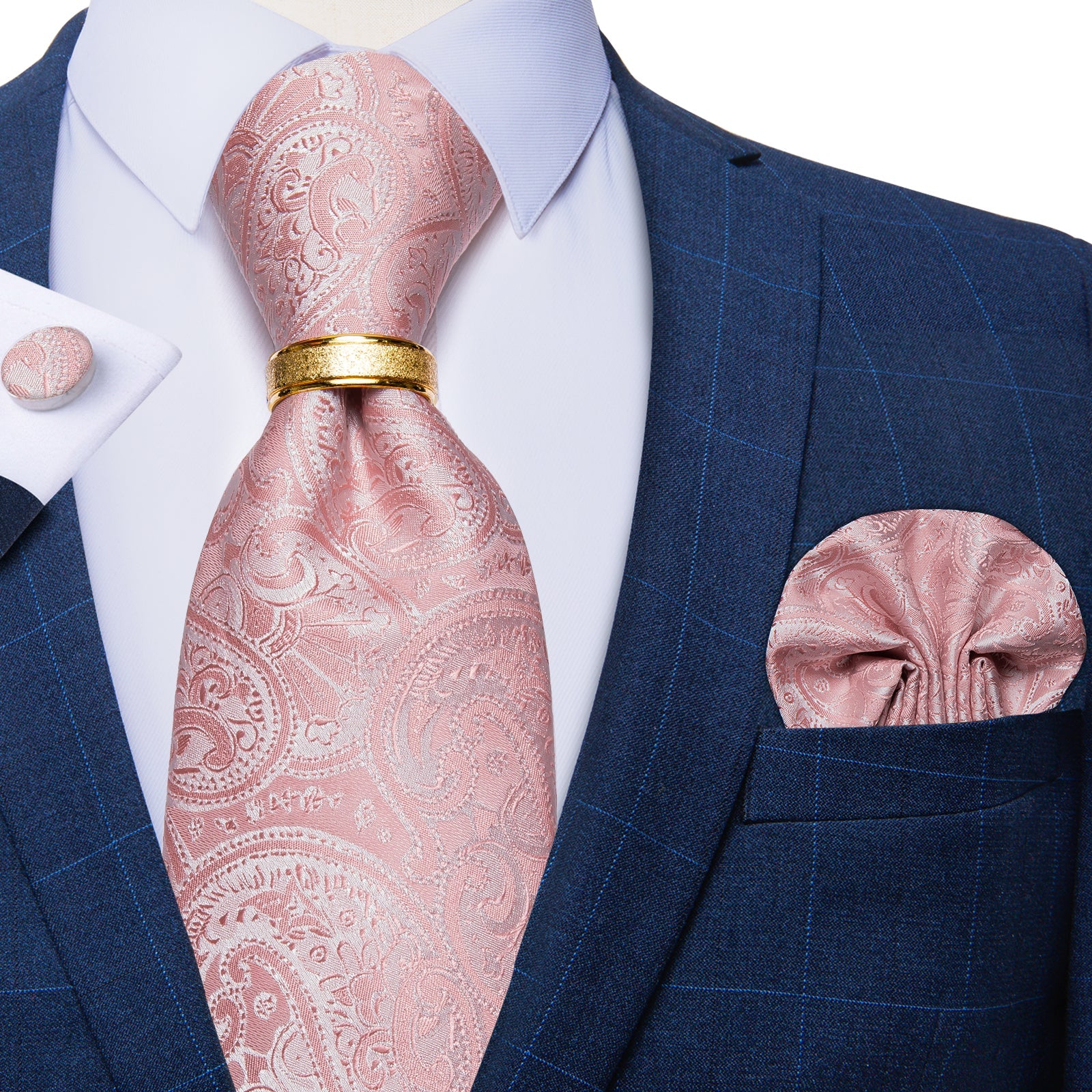 GentCrest Pink Paisley Tie with Rings - Image 8