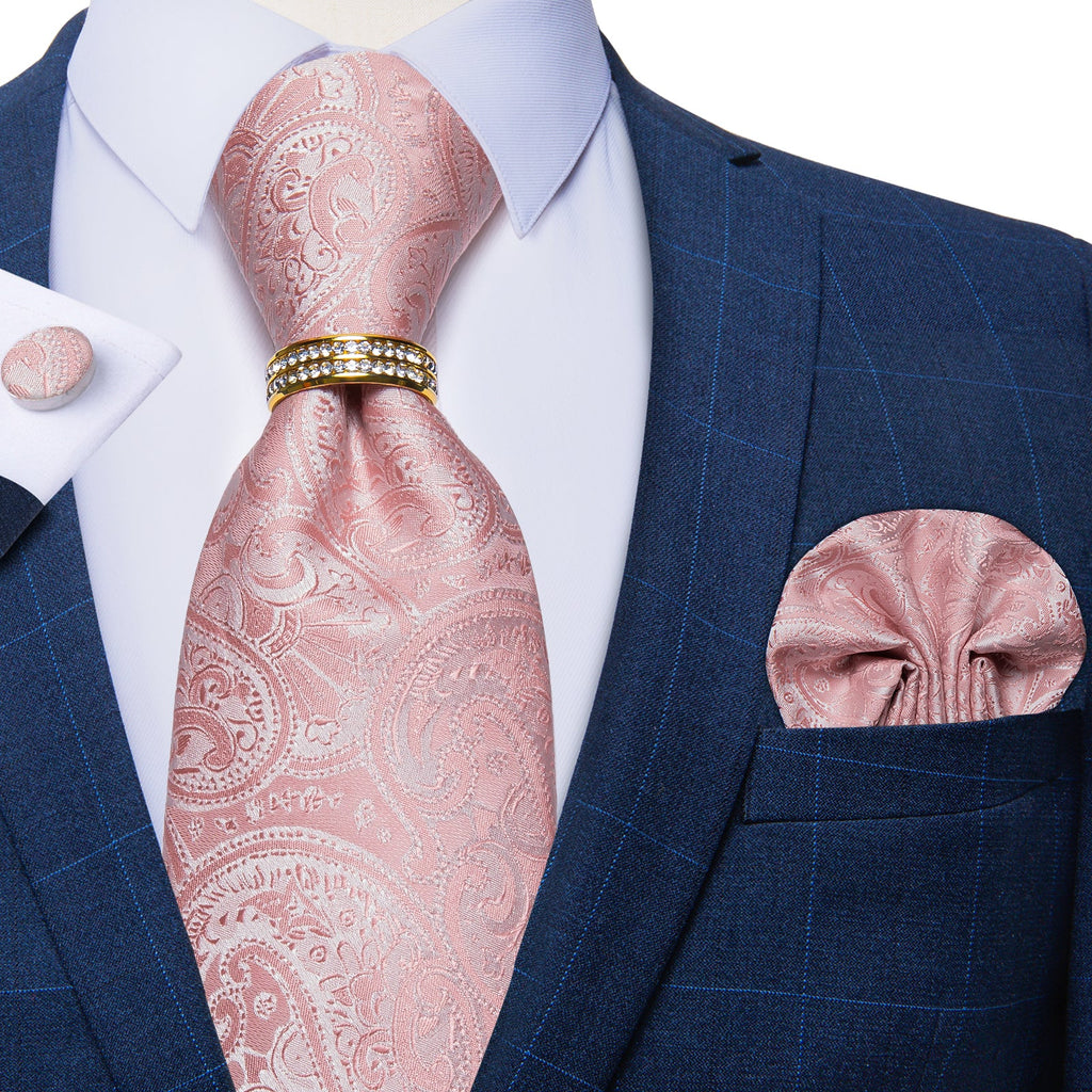 GentCrest Pink Paisley Tie with Rings - Image 9