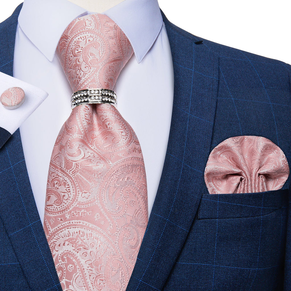 GentCrest Pink Paisley Tie with Rings - Image 10