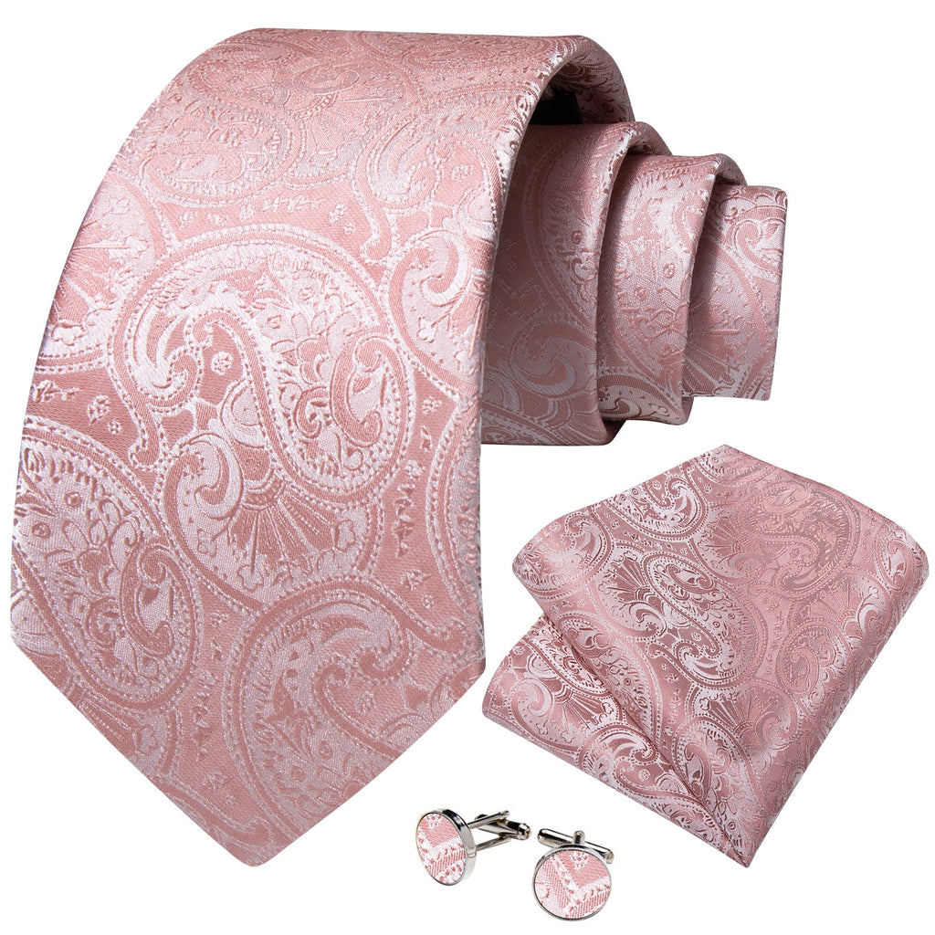 GentCrest Pink Paisley Tie Hanky Cufflinks Set - Image 2