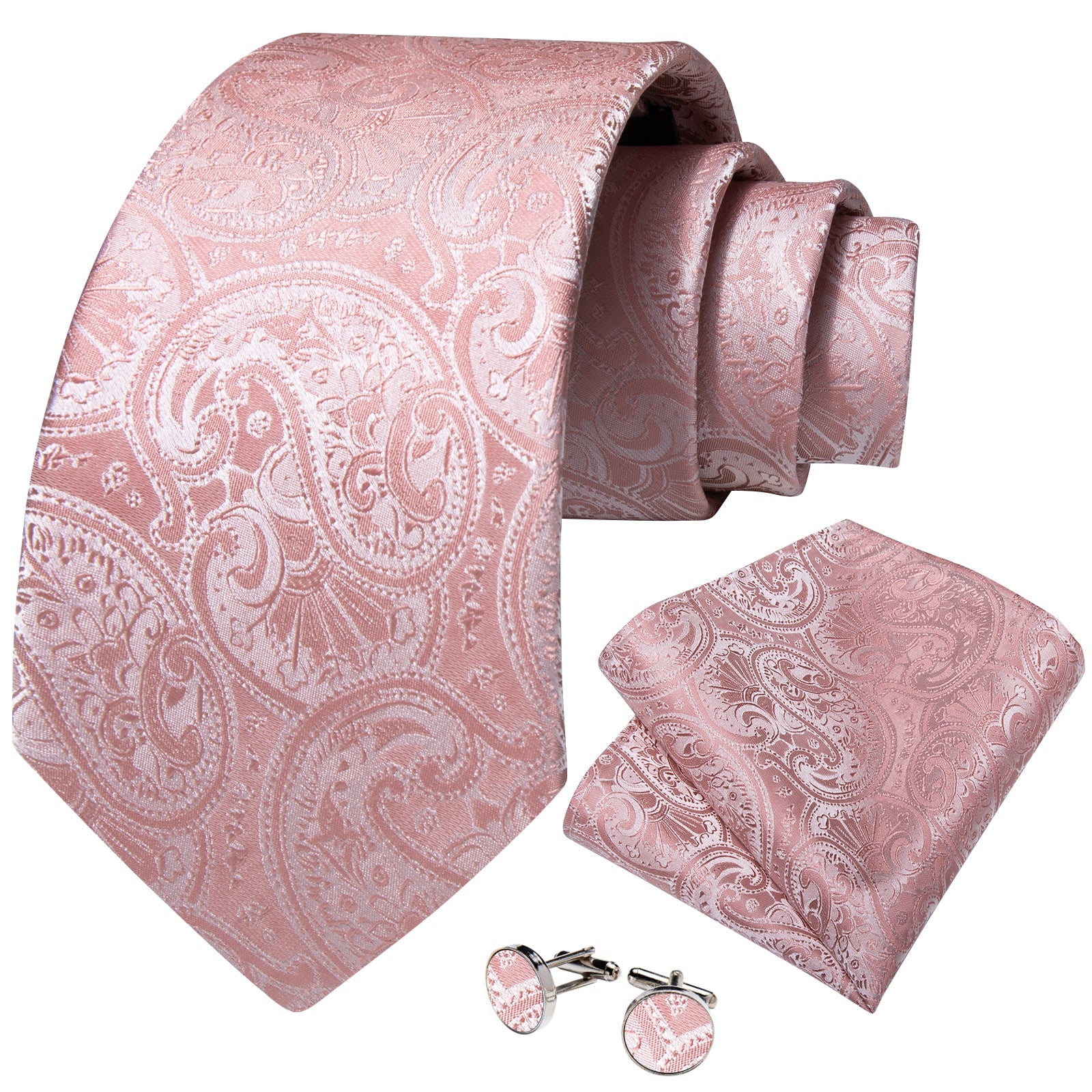 GentCrest Pink Paisley Tie with Rings - Image 1