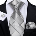 Silver Squares Silk Tie Set - GentCrest
