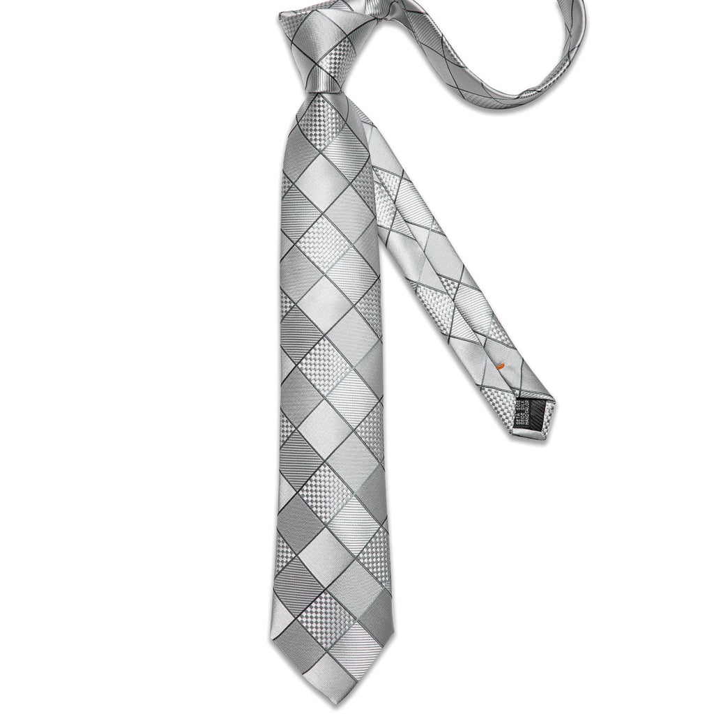 GentCrest Grey Plaid Tie Hanky Cufflinks Set - Image 6