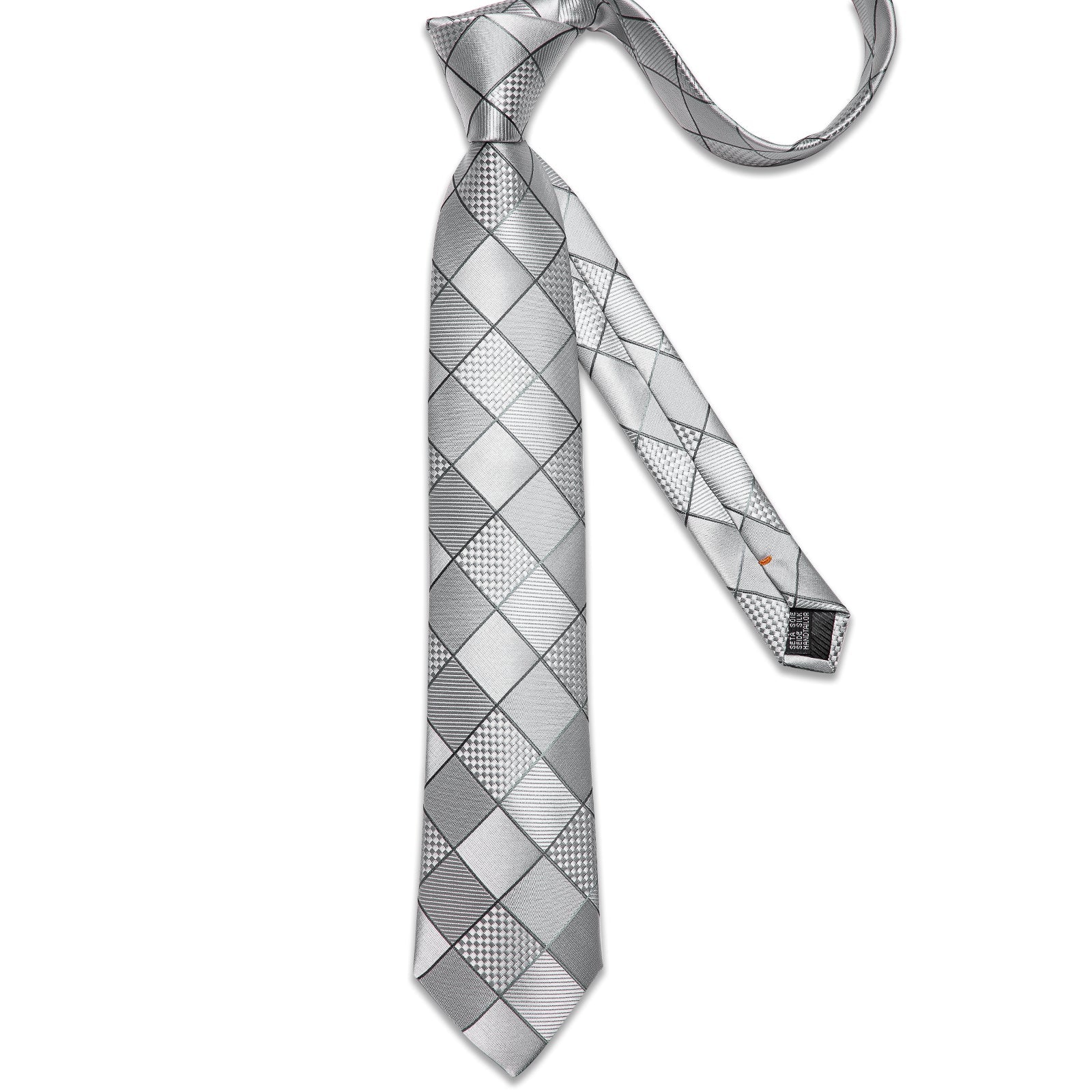 GentCrest Grey Plaid Tie Hanky Cufflinks Set - Image 6