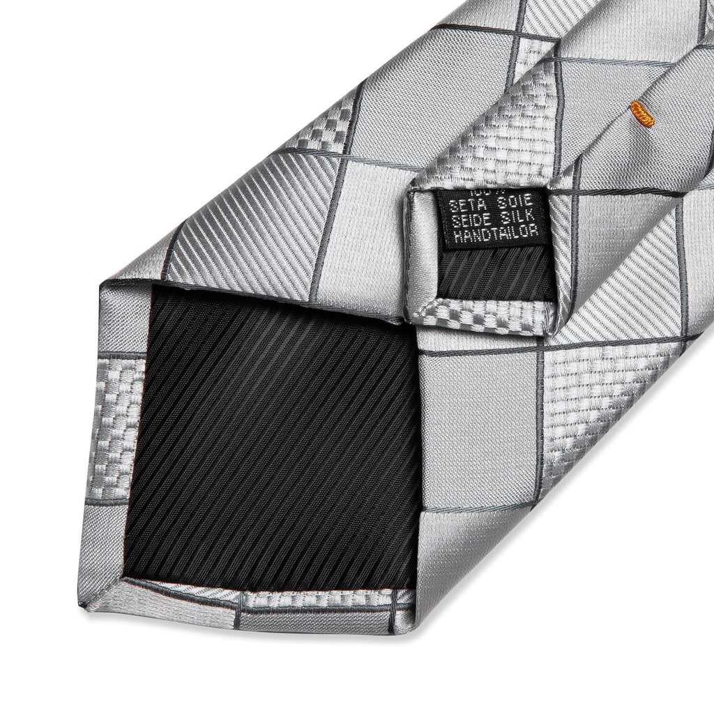 GentCrest Grey Plaid Tie Hanky Cufflinks Set - Image 3