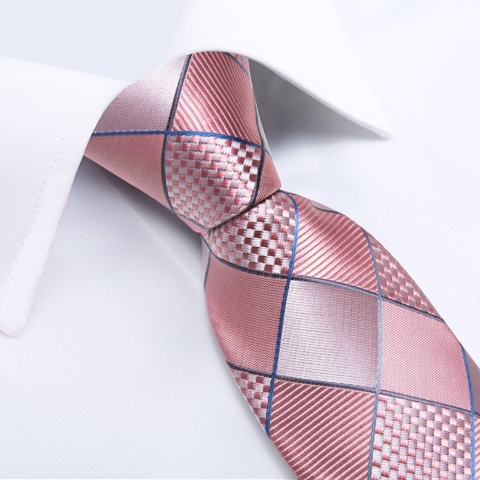 GentCrest Pink Plaid Tie Hanky Cufflinks Set - Image 5