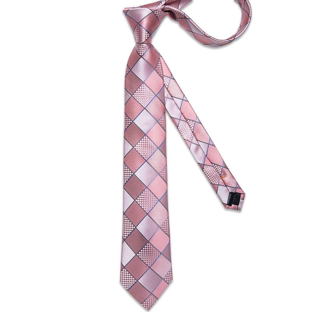 GentCrest Pink Plaid Tie Hanky Cufflinks Set - Image 6