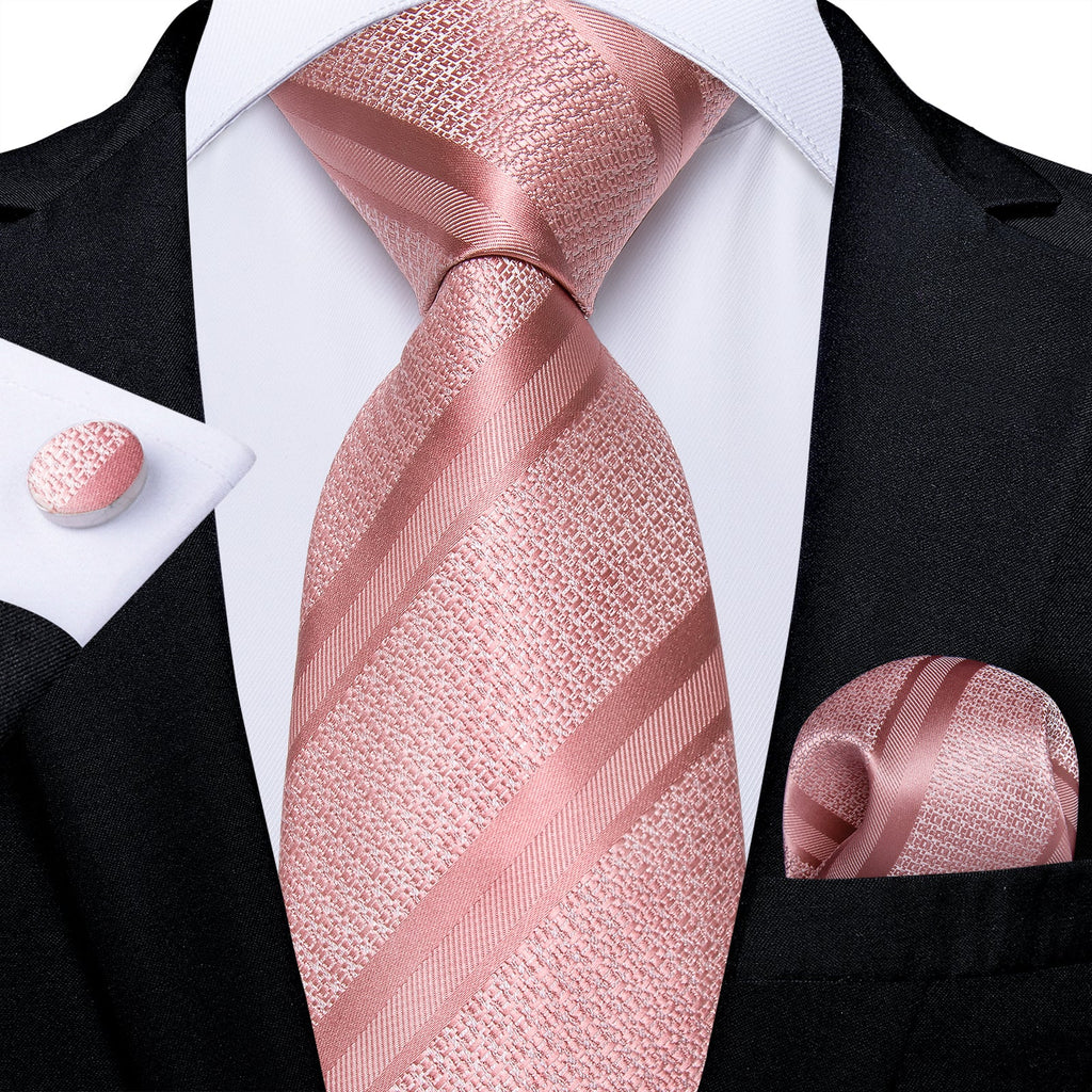 GentCrest Pink Striped Tie Hanky Cufflinks Set - Image 1