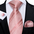 GentCrest Pink Striped Tie Hanky Cufflinks Set - Image 1