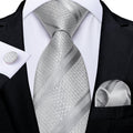 GentCrest Grey Striped Tie Hanky Cufflinks Set - Image 1