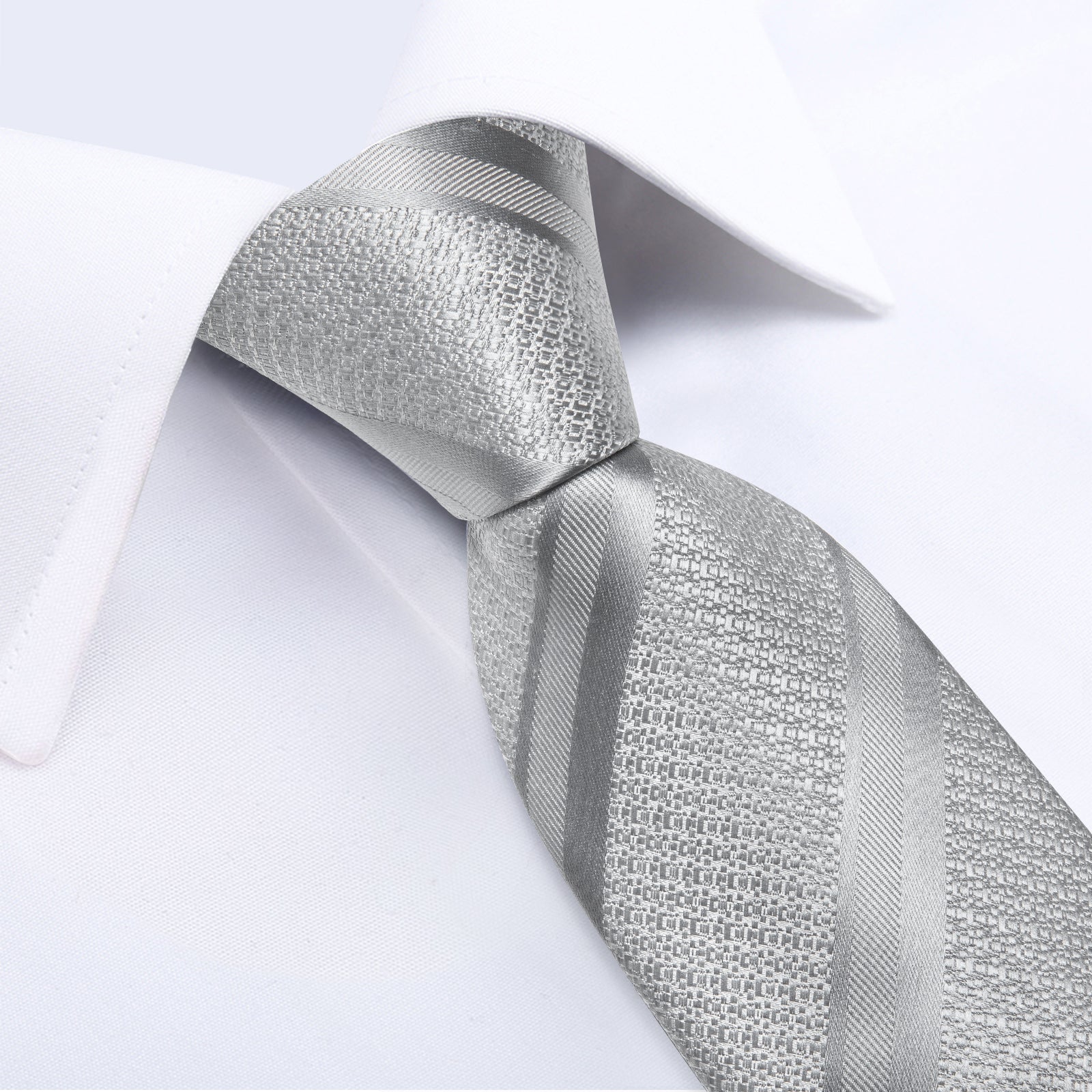 GentCrest Grey Striped Tie Hanky Cufflinks Set - Image 6