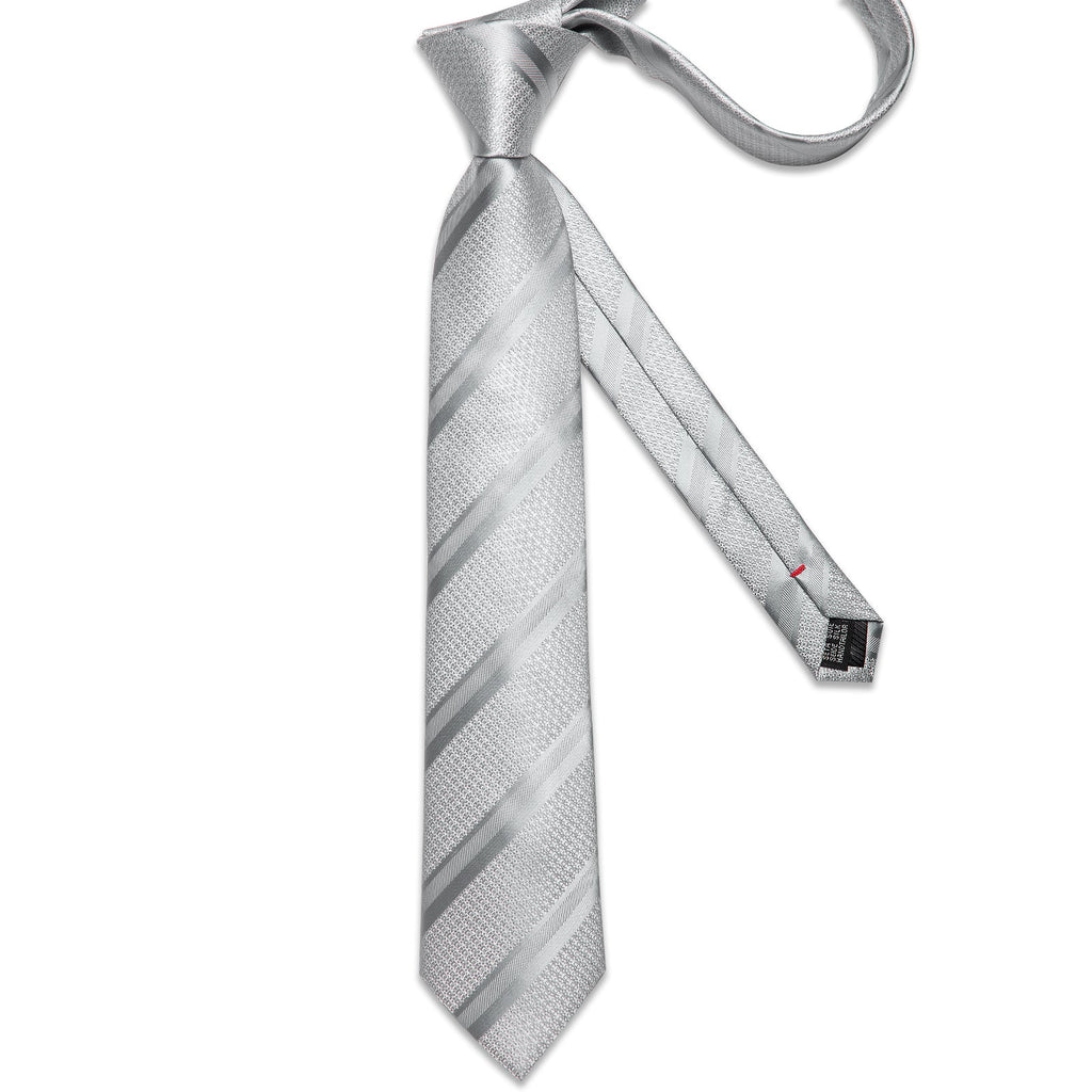 GentCrest Grey Striped Tie Hanky Cufflinks Set - Image 5
