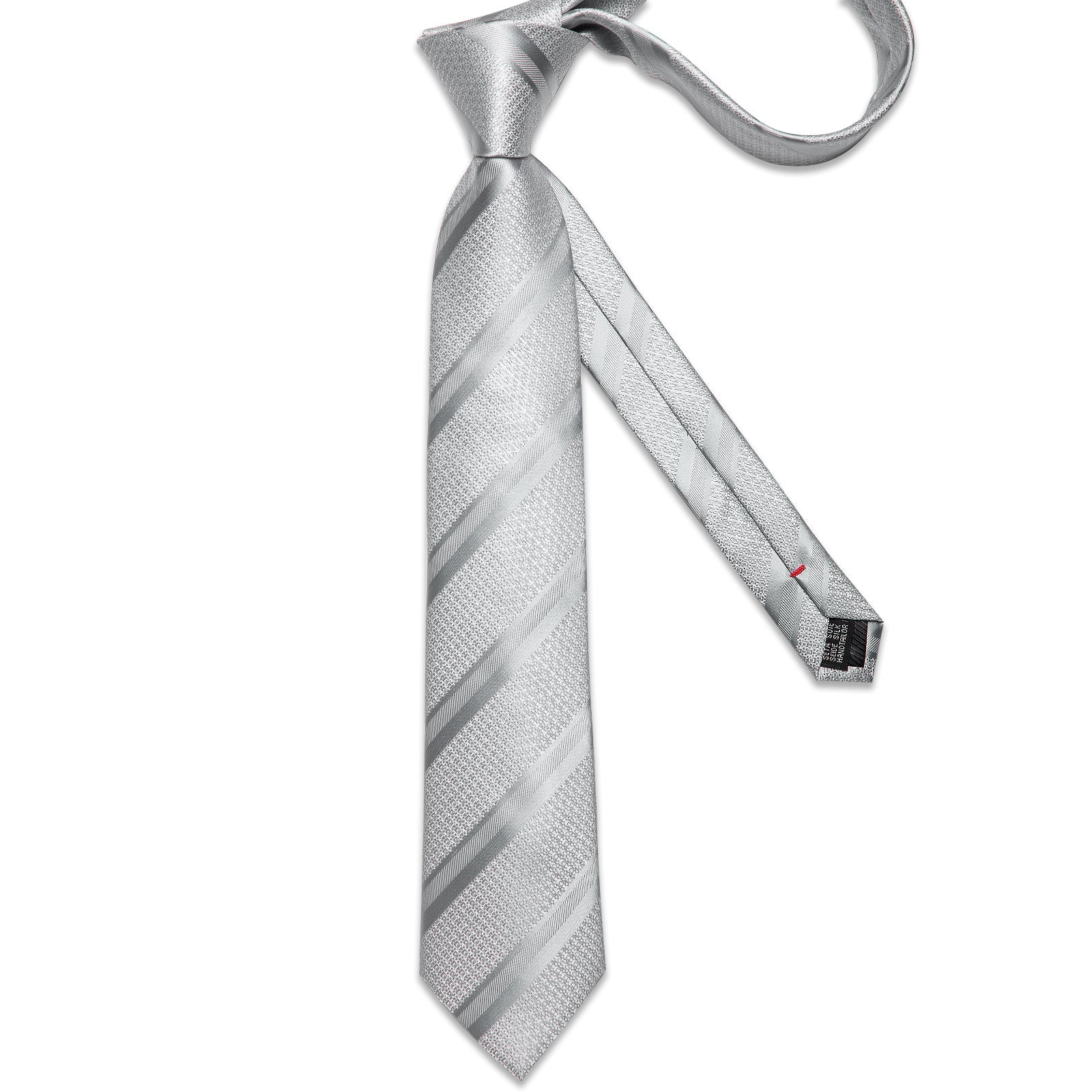 GentCrest Grey Striped Tie Hanky Cufflinks Set - Image 5