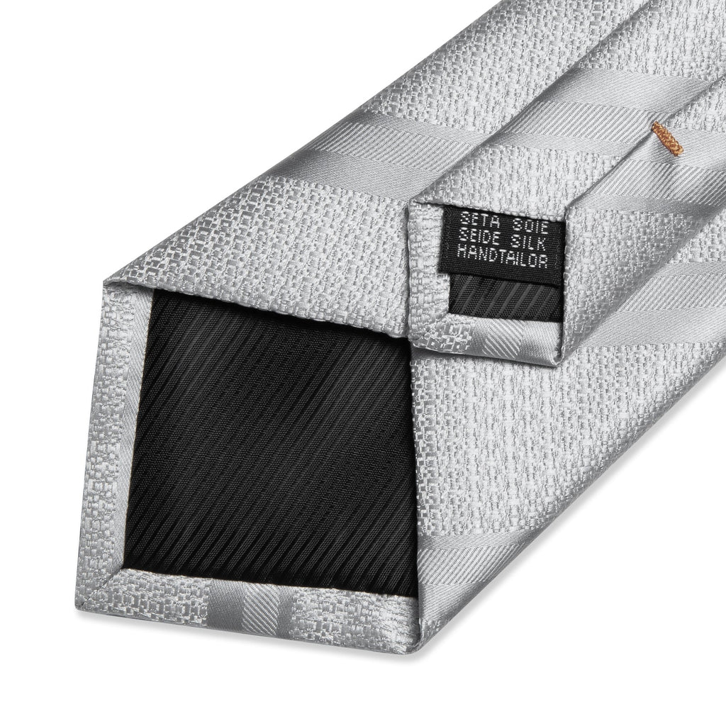 GentCrest Grey Striped Tie Hanky Cufflinks Set - Image 3