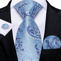 GentCrest Blue Paisley Tie Hanky Cufflinks Set - Image 1