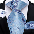 GentCrest Blue Paisley Tie Hanky Cufflinks Set - Image 1