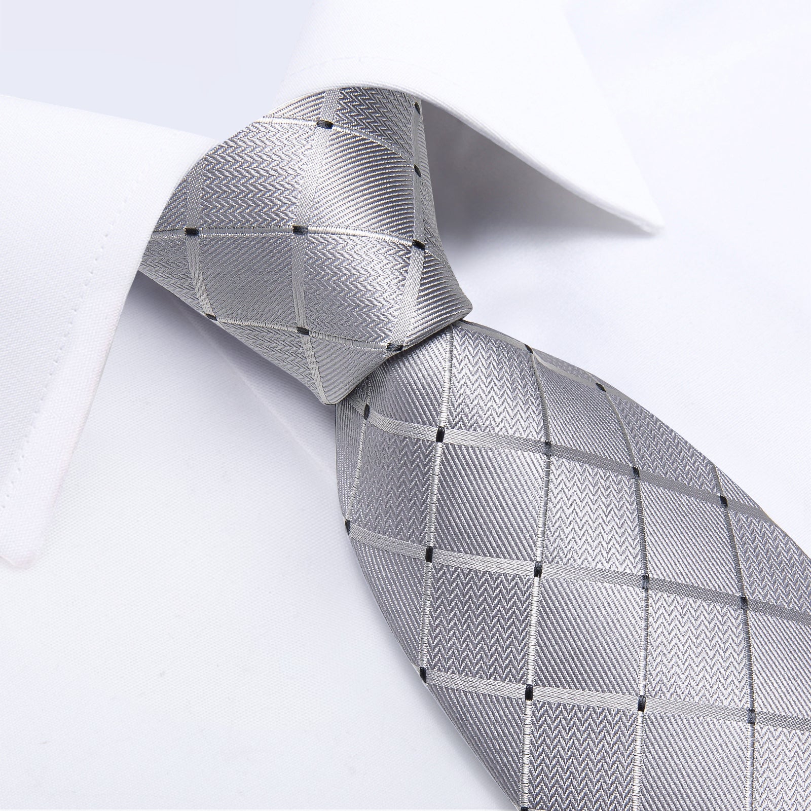 GentCrest Grey Plaid Tie with Rings - Image 8