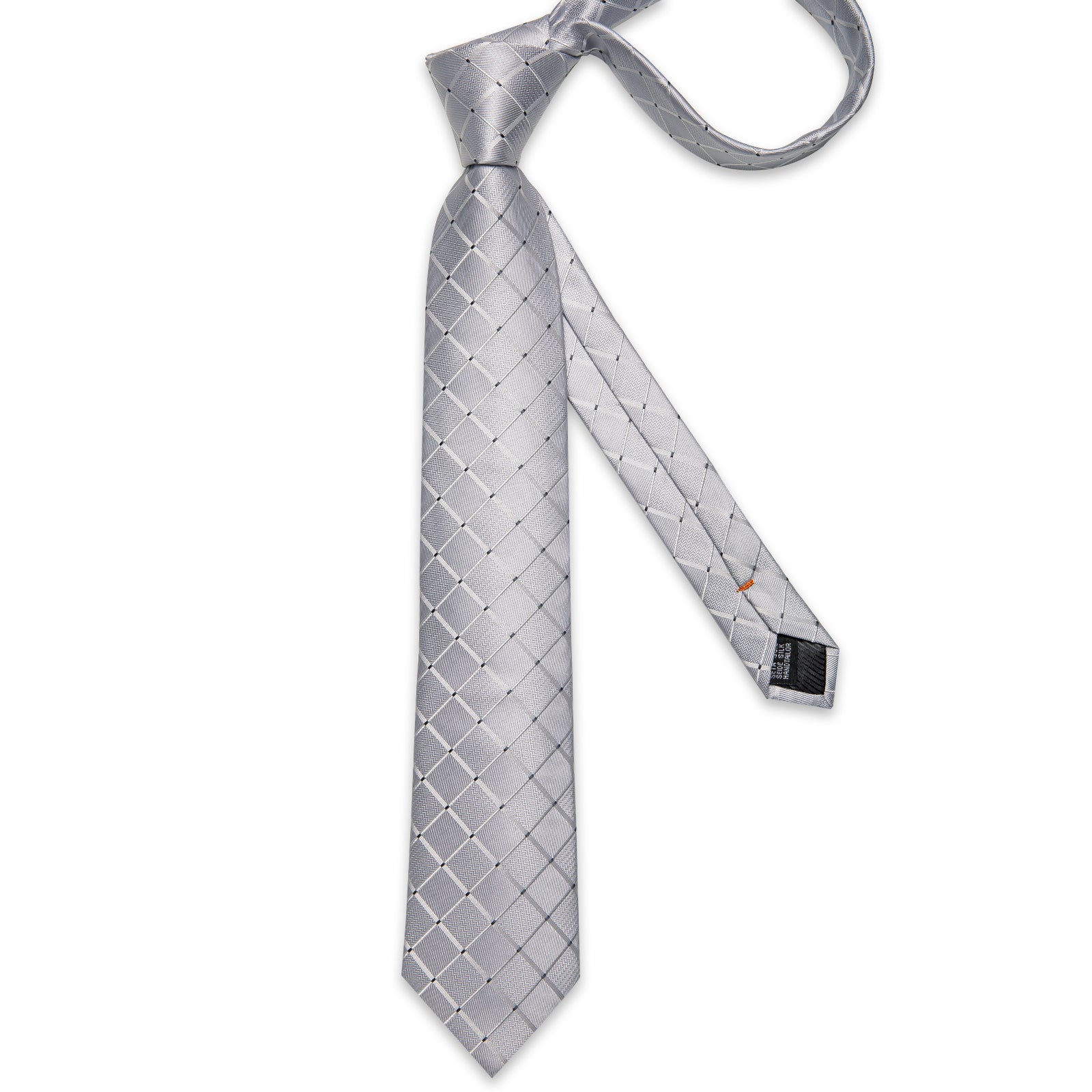 GentCrest Grey Plaid Tie with Rings - Image 7